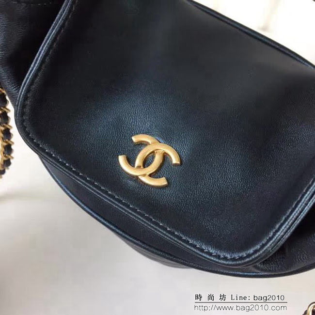 香奈兒CHANEL寶藍Chanel A57861 2018早秋Paris-Hamburg復古風小羊皮水桶包鏈條包DSC1490